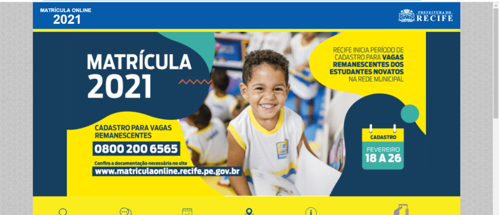 matrícula online Recife 2022