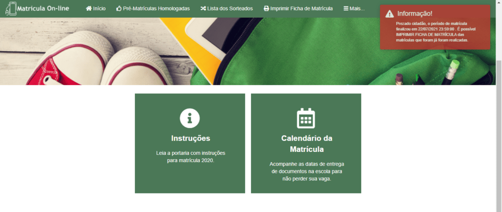 matrícula online Florianópolis 2022