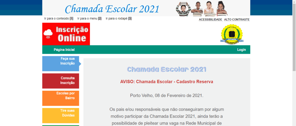 matrícula online Porto Velho 2022